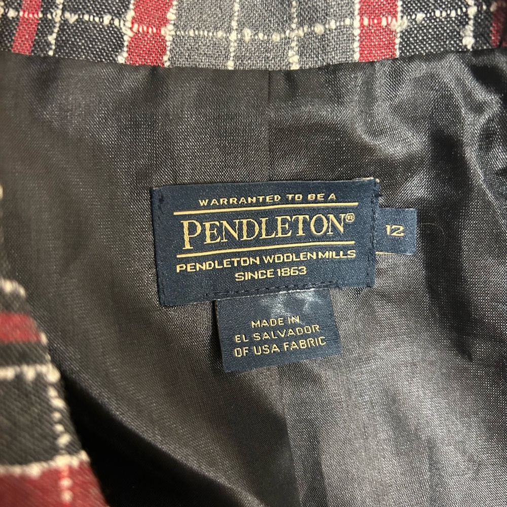 Pendleton Virgin Wool Black Red Square Windowpane… - image 4